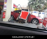 Car accident at oilstation